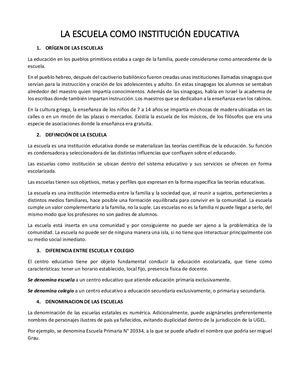La Escuela Como Institución Educativa