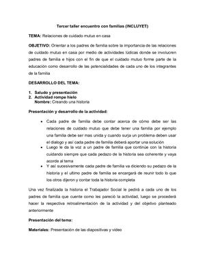 Taller Incluyet Relaciones De Cuidado Mutuo