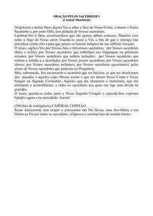 Oração Pelos Sacerdotes, Cardeal Mundelein