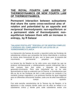THE ROYAL FOURTH LAW QUEEN OF THERMODYNAMICS OR NEW FOURTH LAW OF THERMODYNAMICS.