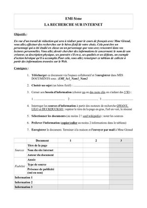 EMI 5e : la recherche sur internet