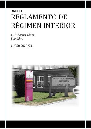 Reglamento de Régimen Interior 2020-2021
