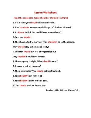 Lesson Worksheet