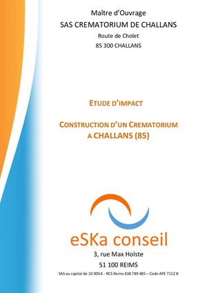 Etude D'impact - Crématorium De Challans