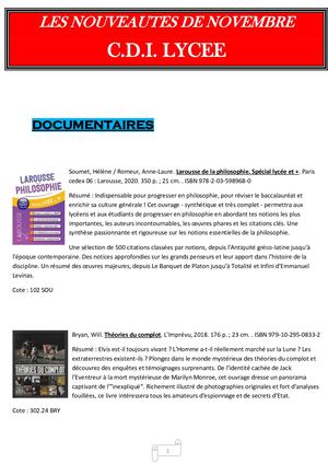 Les Nouveautes De Novembre 2020