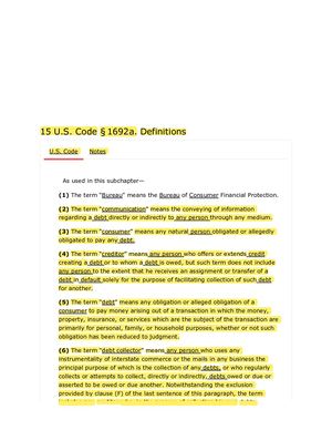 15 USC 1692 A. DEFINITIONS   PG2