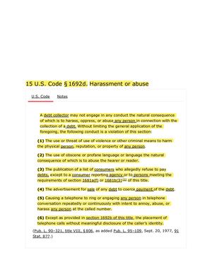 15 USC 1692 D. HARASSMENT OR ABUSE   PG5