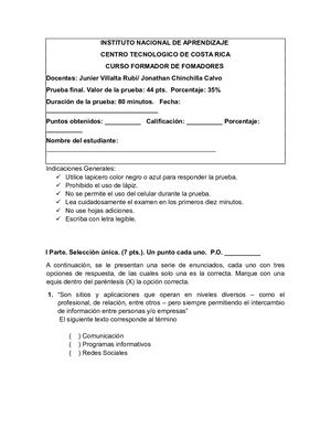 Prueba Escrita Redes Sociales