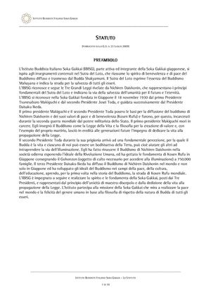 LO STATUTO DELL'ISTITUTO BUDDISTA SOKA GAKKAI