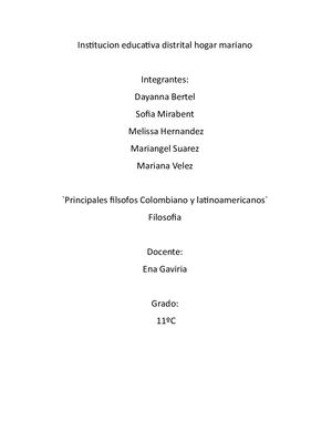 Principales Filosofos De Colombia Y Latinoamerica