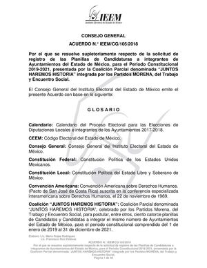 Acuerdo IEEM CG 105 2018 Resolución