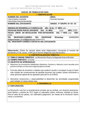 GUÍA # 3 C. SOCIALES 9°.