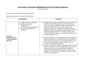 Análisis Del Ensayo El Elogio De La Dificultad