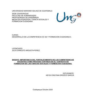 DESARROLLO DE LA COMPETENCIA CC SS