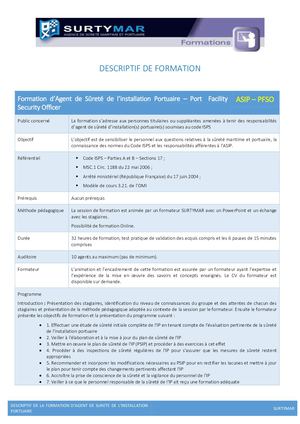 Fiche Descriptive De Formation ASIP/PFSO