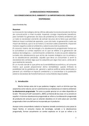 La Obsolescencia Programada, Sus Consecuencias En El Ambiente Y La Importancia Del Consumo Responsable
