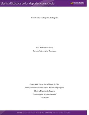 Cartilla Electiva Deportes con Raqueta