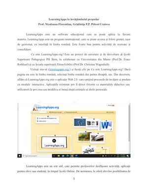 Learning Apps îN îNvățământul Preșcolar
