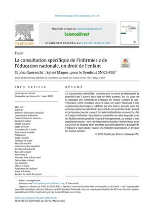La Consultation Spécifique De L’infirmier E De L’éducation Nationale, Un Droit De L’enfant Snics Fsu