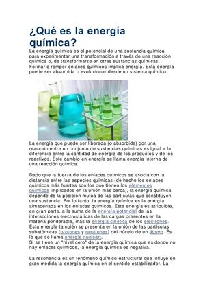Que es la energía química?