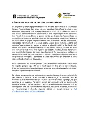 Rúbrica Carpeta Daprenentatge