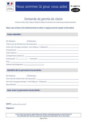 Demande De Permis De Visite