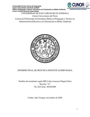 Informe Final Práctica Docente 2020