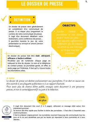 Fiche Conseil N°2 : Le Dossier de Presse
