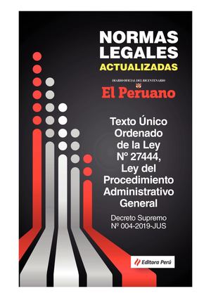 Texto Unico Ordenado De La Ley 27444 Ley De Procedimiento Administrativo
