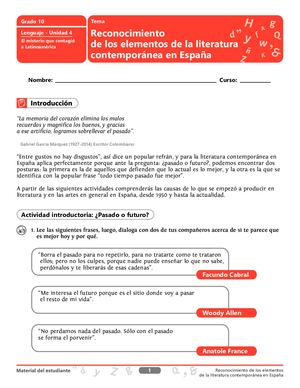 Reconocimiento De La Literatura Contemporánea En España