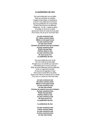 Texte La Prétention De Rien