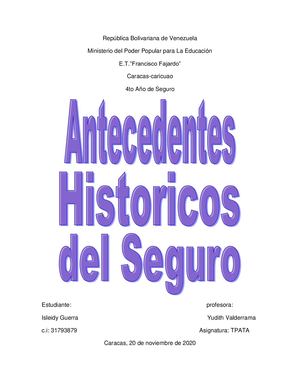Antecedentes históricos del seguro en Venezuela