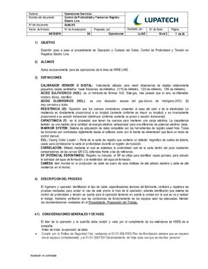 03 06 315 Procedimiento De Operación Cuidado Del Cable Control De Profundidad Y Tensión En Registros Electric Line V4