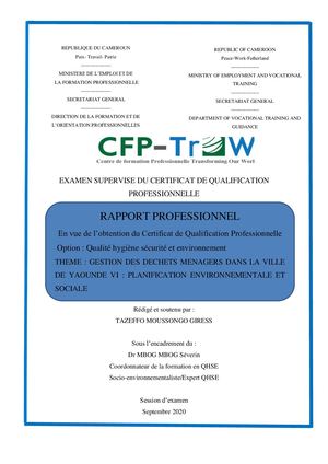 Gestion Des Dechets Menagers Dans La Ville De Yaounde VI , Planification Environnementale Et Sociale