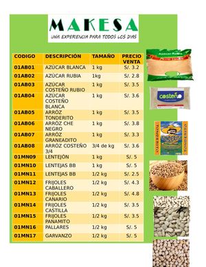 Catalogo De Productos MINIMARKET MAKESA