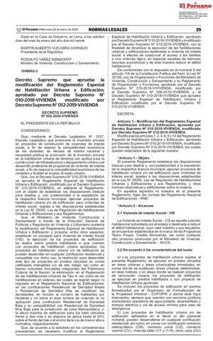 Decreto Supremo Que Aprueba La Modificacion Del Reglamento E Decreto Supremo N 002 2020 Vivienda 1848002 4