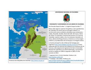 Fisiografía y Geodinámica de los Andes de Colombia