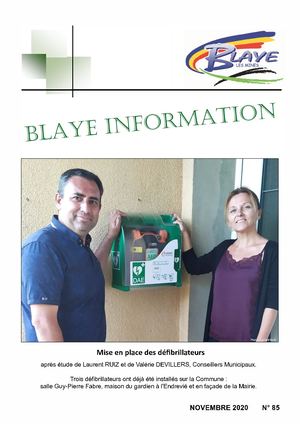 BLAYE INFORMATION N° 85 - NOVEMBRE 2020