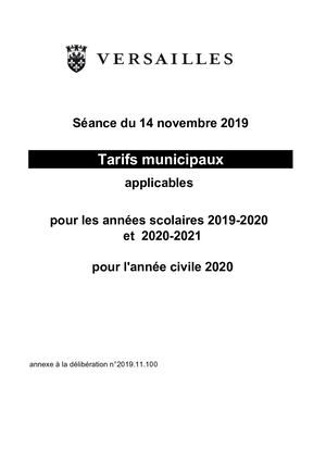 Grille des tarifs 2020
