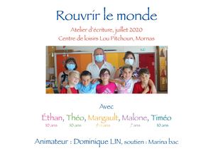 Semaine d'écriture pour enfants, cente de loisirs Lou Pitchoun, Mornas