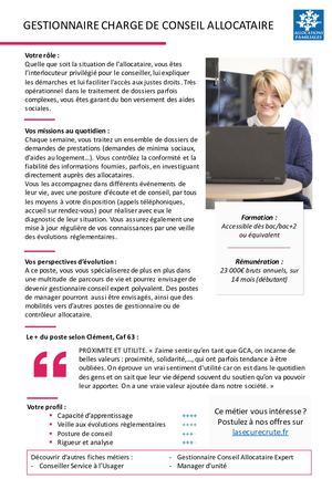 Fiche Métier Nationale Gestionnaire chargé de Conseil Allocataire