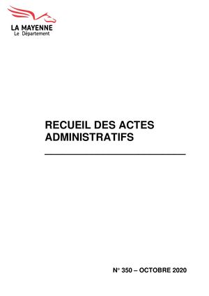 Recueil des actes administratifs n°350 octobre 2020