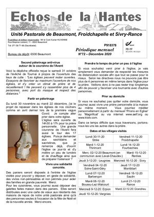 Echos De La Hantes 72 Décembre 2020 P 1 à 6