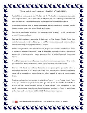 El Descubrimiento De América Y La Vida De Cristóbal Colón