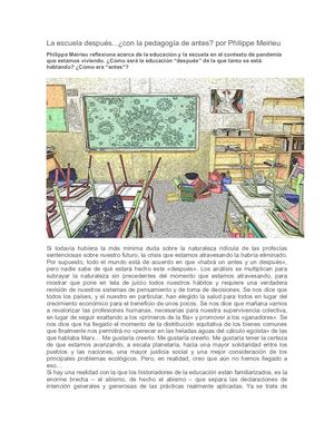 La Escuela Después,,, ¿CON LA PEDAGOGÍA DE ANTES? Philippe Meirieu