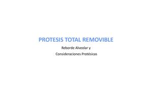 Protesis Total Removible Clase Teorica Reborde Alveolar Y Consideracions Protesicas