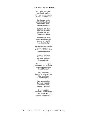 Texte Qu'en Avez Vous Fait