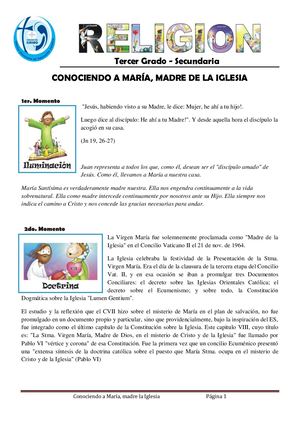 Ficha De Religion 06 Tercer Grado Secundaria