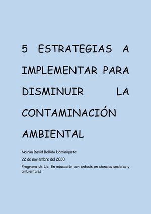5 Estrategias A Implementar Para Disminuir La Contaminación Ambiental