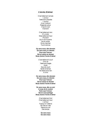 Calam o Texte L envie D aimer